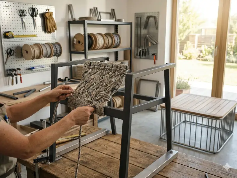 Expert craftsmanship in indoor and outdoor furniture by Craftnika using wood, metal and rope materials