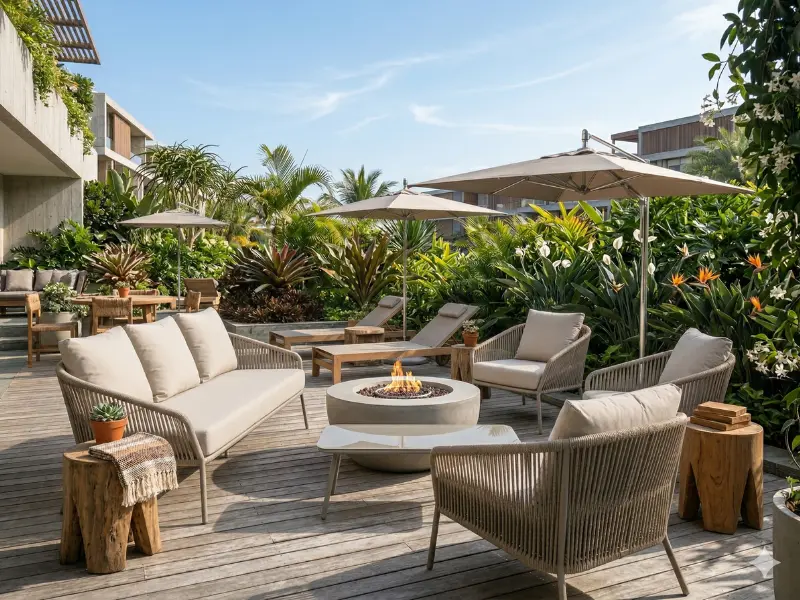 resort furniture project outdoor setup