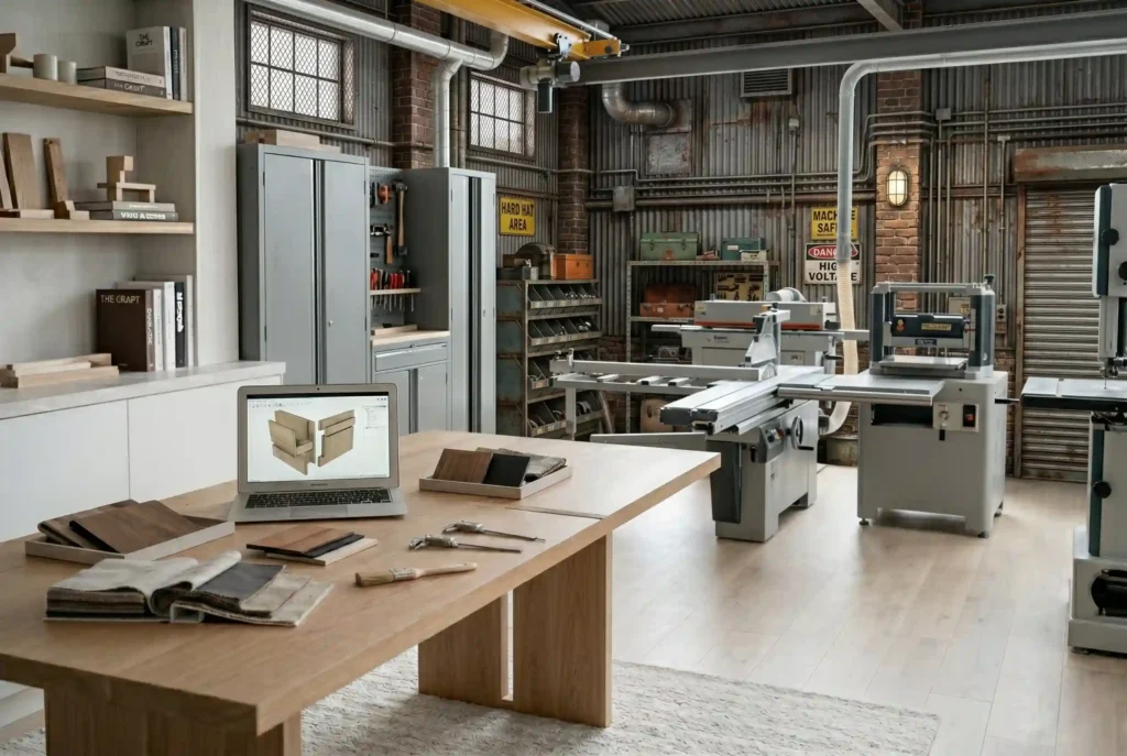 Furniture design, production and quality check process by Craftnika at manufacturing facility