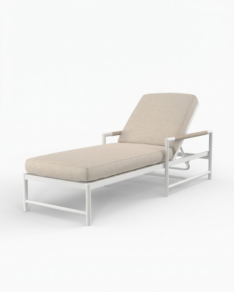 Minimal outdoor sun lounger with aluminium frame and cushion Craftnika