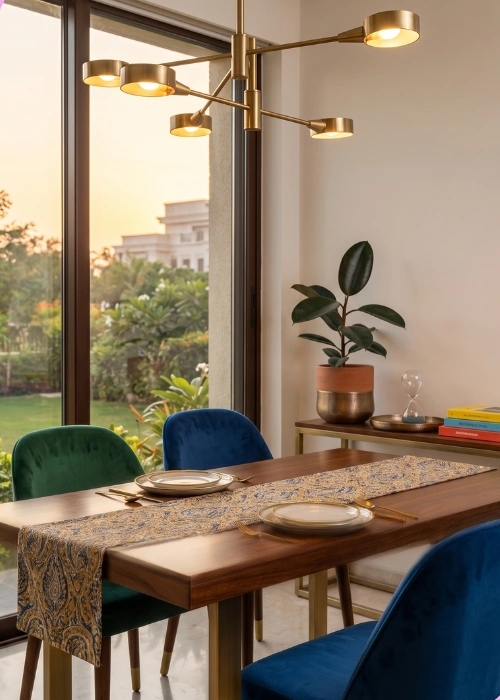 Premium global export furniture dining setup. Manufactured by Craftnika, supplying luxury furniture to Hyderabad and Pan-India.