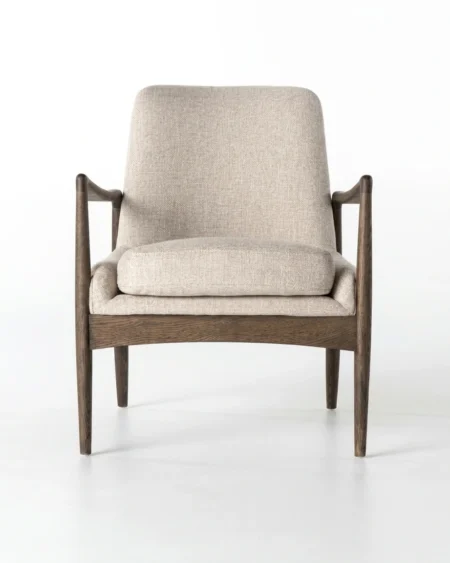 Lavero luxury arm chair front view with solid wood frame and premium upholstered seat