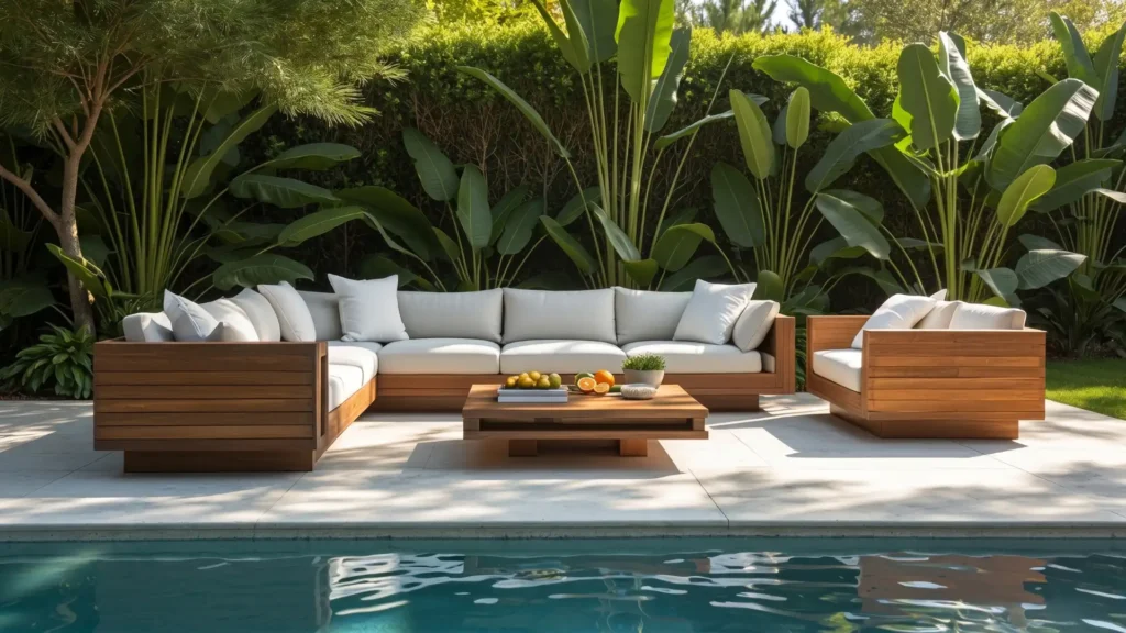 Craftnika Luxury Outdoor Wooden Sofa Set Poolside