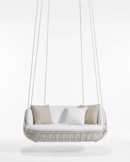 White outdoor swing with aluminium frame and cushions Craftnika
