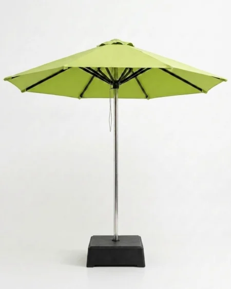 Green outdoor umbrella with aluminium pole and base Craftnika