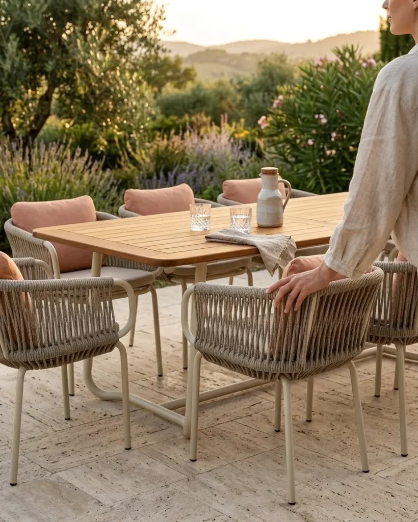 Premium zenith dining set outdoor lifestyle. Manufactured by Craftnika, supplying luxury furniture to Kerala and Pan-India.