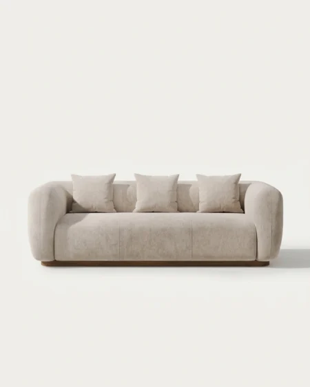 Alvero luxury indoor sofa front view with curved modern design and premium upholstery