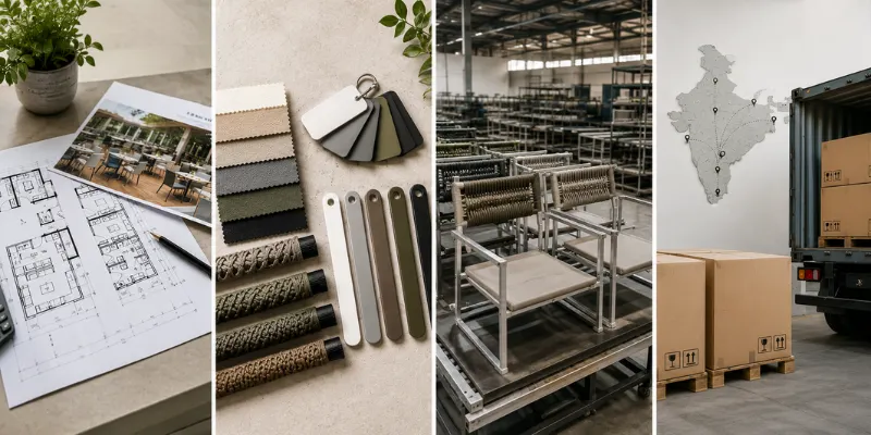 Bulk HORECA outdoor cafe furniture orders dispatched across India by Craftnika