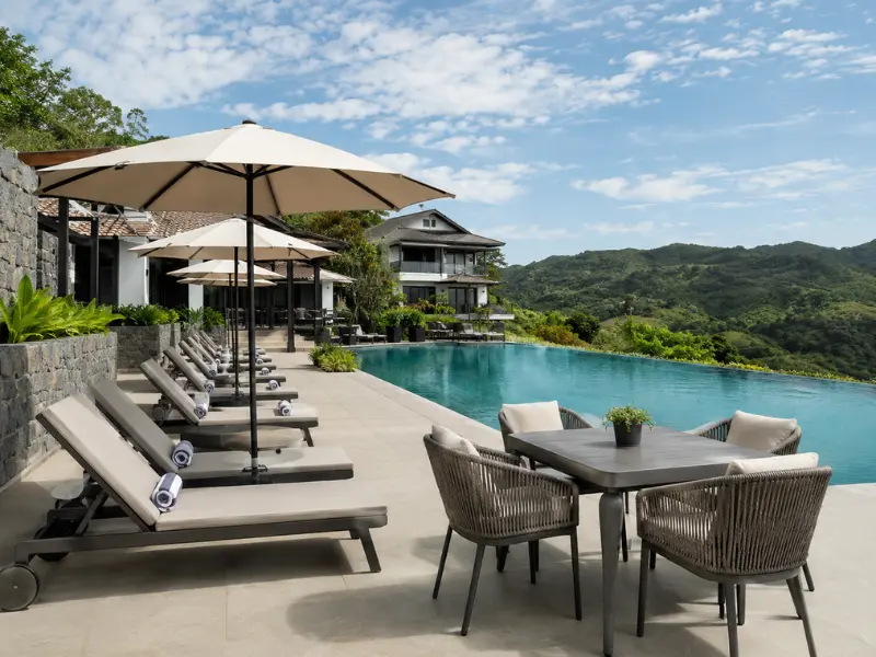 Premium outdoor cabana and poolside furniture for a luxury resort in Lonavala manufactured by Craftnika