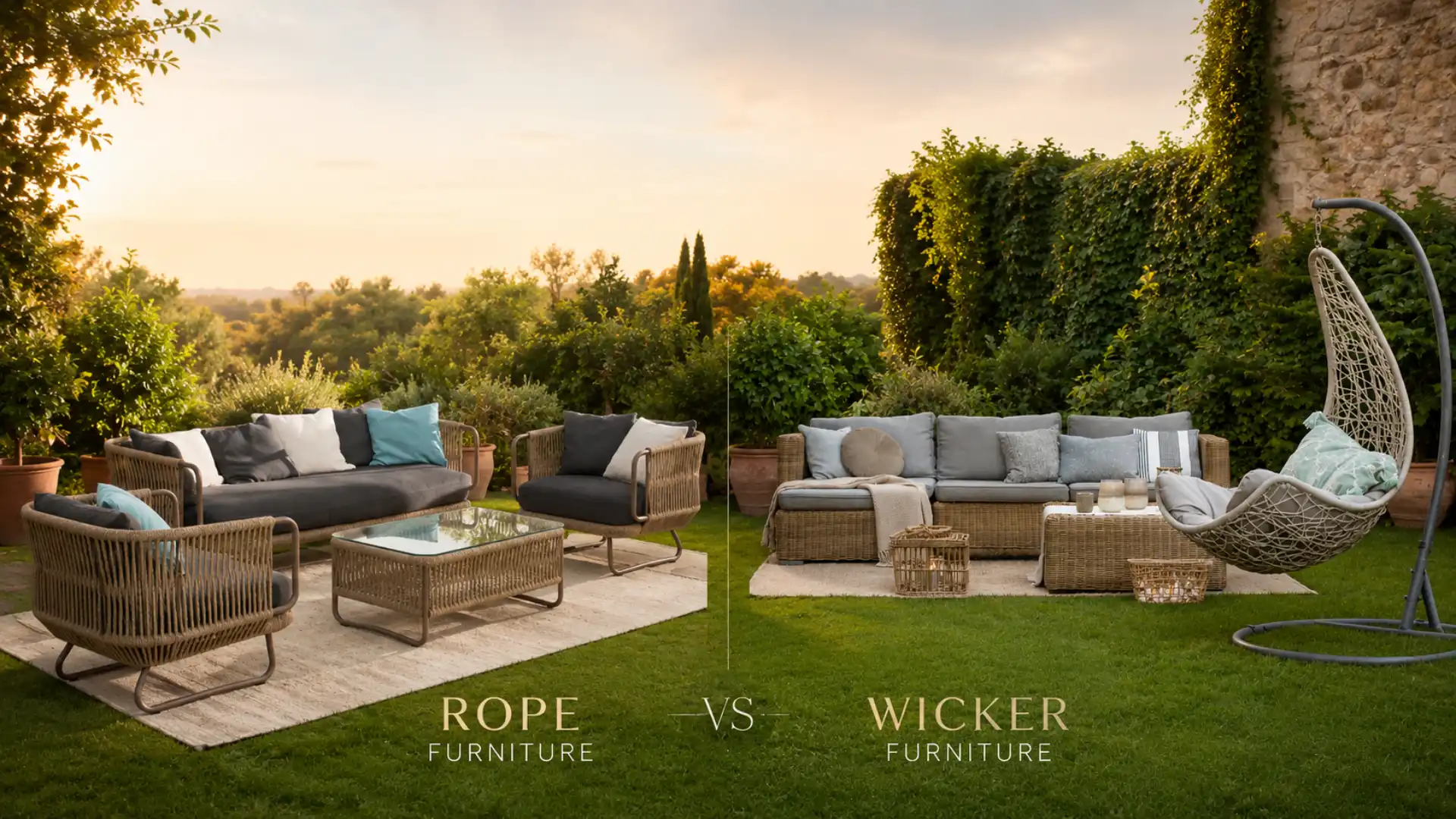 Comparison of rope and synthetic wicker outdoor furniture for Gurgaon climate