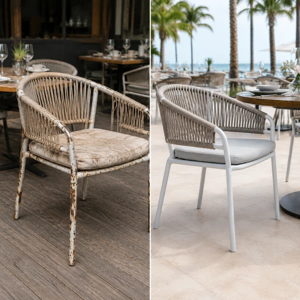 Commercial hotel furniture manufacturers in India - powder coated aluminium resort seating
