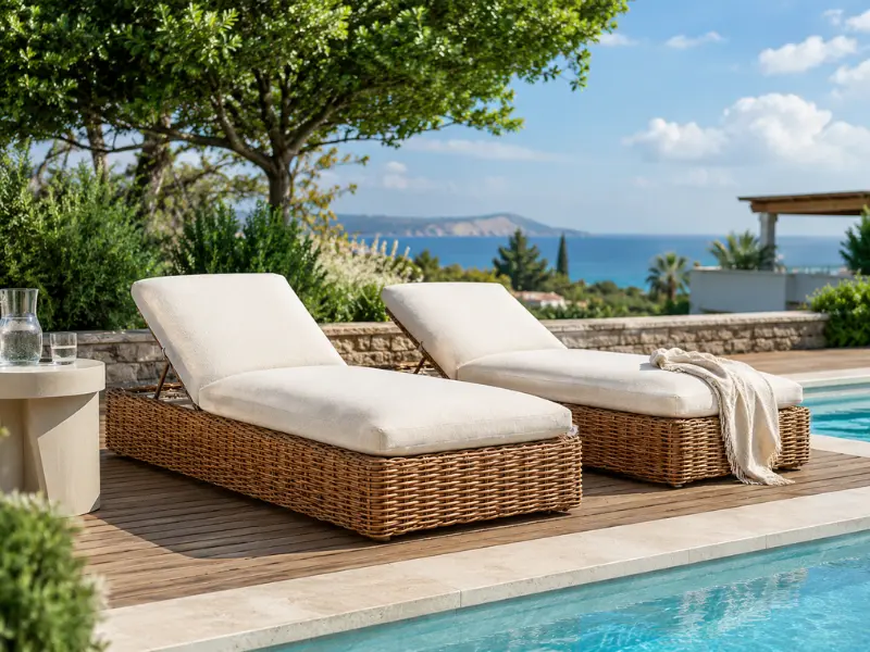 L-shaped outdoor sofa set for hotel rooftop lounge