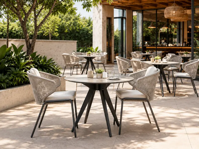 Premium outdoor cafe furniture manufactured in India by Craftnika Delhi