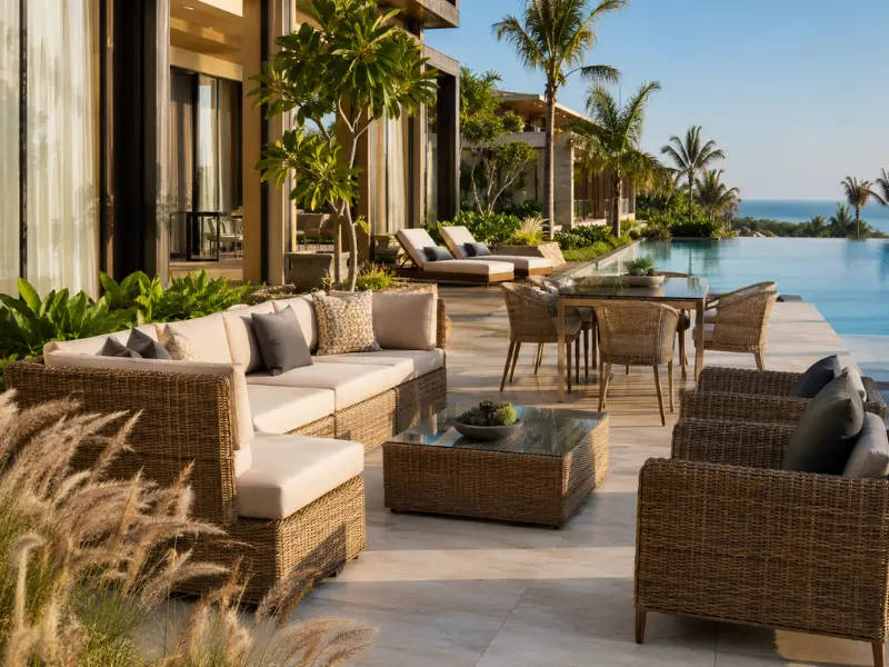 All-Weather PE Rattan Pool Loungers and Sunbeds