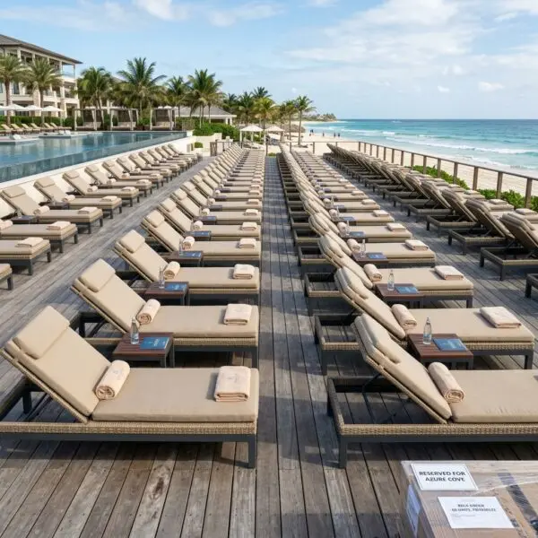 Bulk B2B procurement of commercial-grade sun loungers for luxury resorts