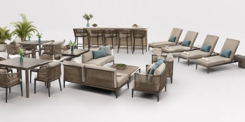 Commercial hotel outdoor furniture setup in Bangalore by Craftnika