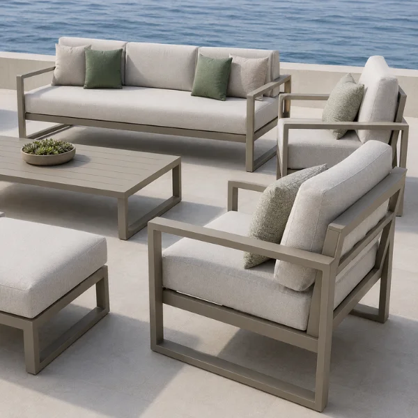 TIG-welded marine-grade aluminium hotel furniture manufacturing