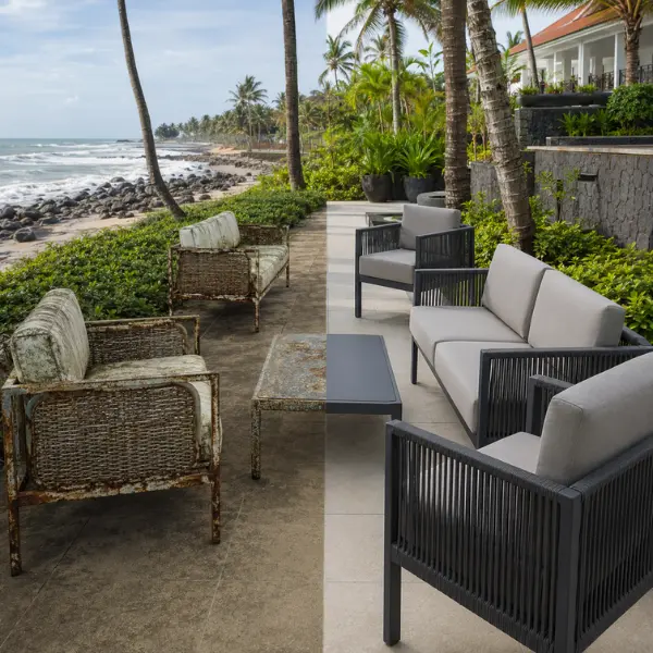 Premium outdoor seating sets supplied to a resort courtyard in India
