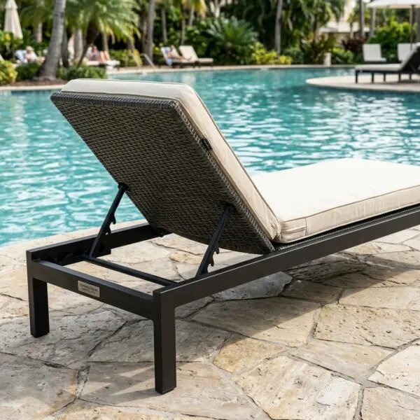 TIG-welded commercial poolside furniture lonavala sun loungers.