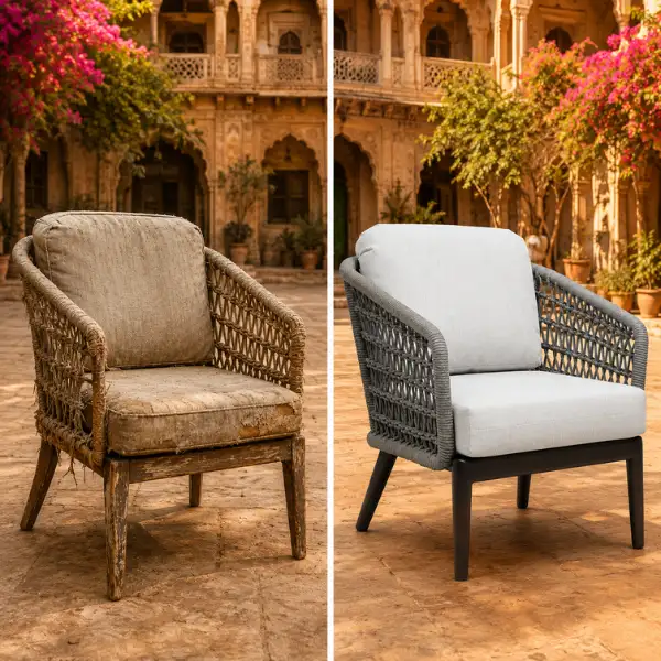 Rust-proof outdoor courtyard furniture for heritage properties in Rajasthan