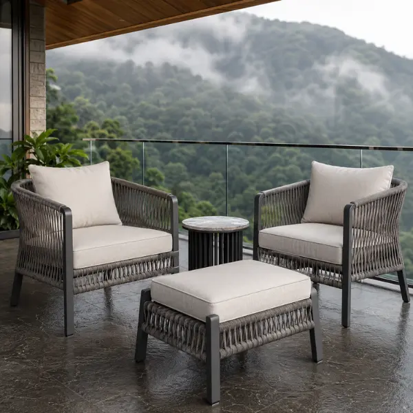 All-weather hotel outdoor seating engineered for continuous commercial hospitality use in Maharashtra's hill stations.