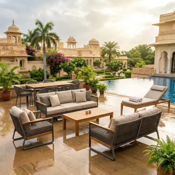 All-weather patio furniture supplied to B2B clients by premier outdoor seating manufacturers.