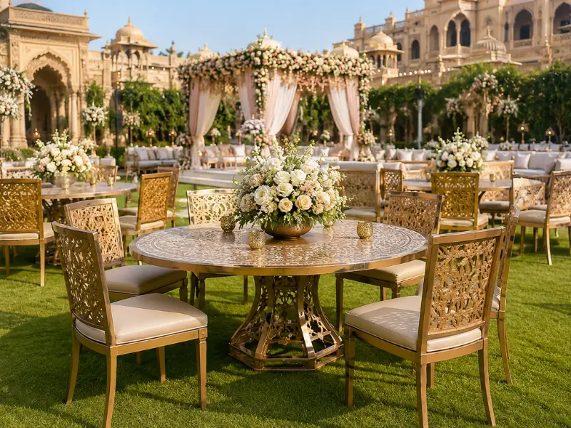 Premium banquet lawn furniture wholesale Lucknow for luxury weddings.
