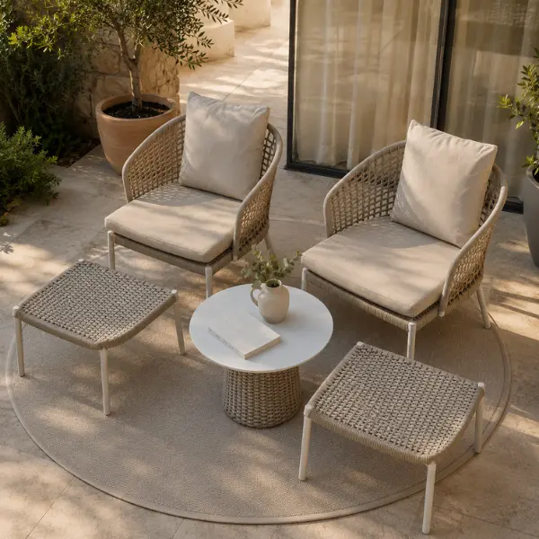 High-quality luxury patio sets produced by the best outdoor furniture manufacturers in India for B2B export.