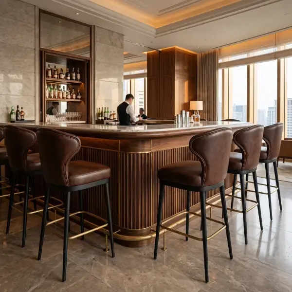 Wholesale brewery furniture including custom bar counters and high seating, manufactured in Delhi.