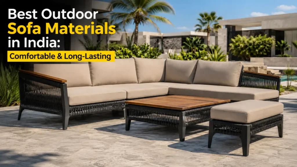 A luxurious and comfortable outdoor sofa set made from weather-resistant materials, perfect for Indian summers and monsoons.