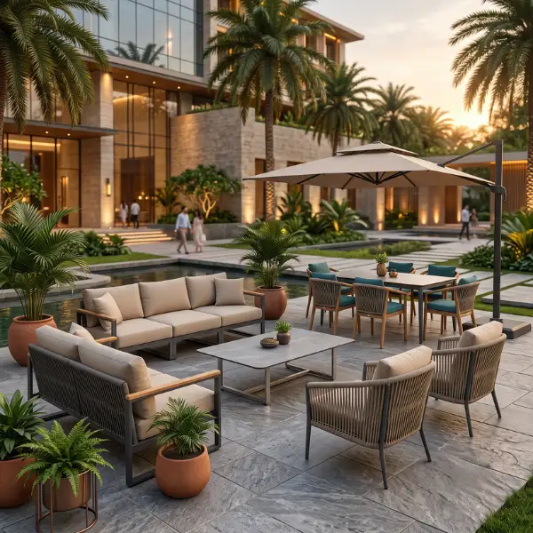Premium commercial outdoor furniture manufacturers in India producing high-quality bulk orders for B2B wholesale clients.