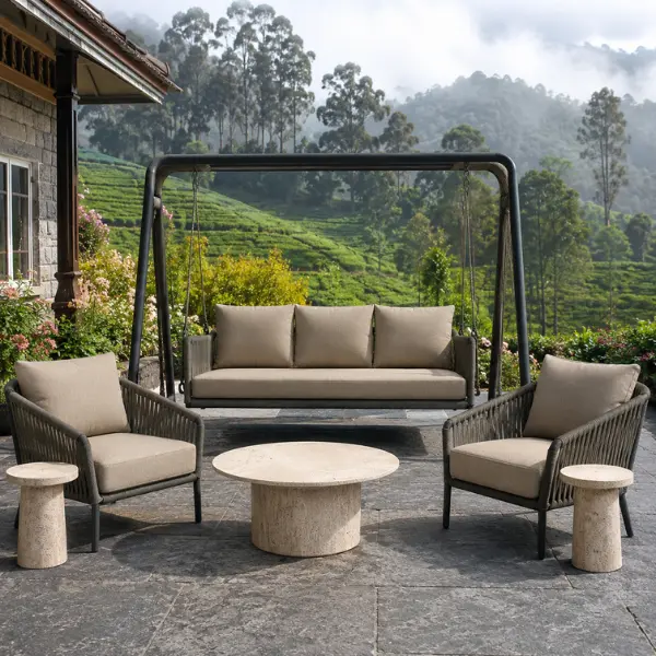 Commercial patio furniture manufactured specifically to withstand the cold and misty climate of Ooty resorts.