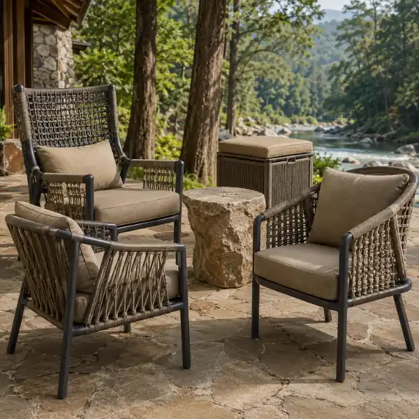 Commercial poolside cabanas and sun loungers arranged at a luxury hotel deck in Jim Corbett.