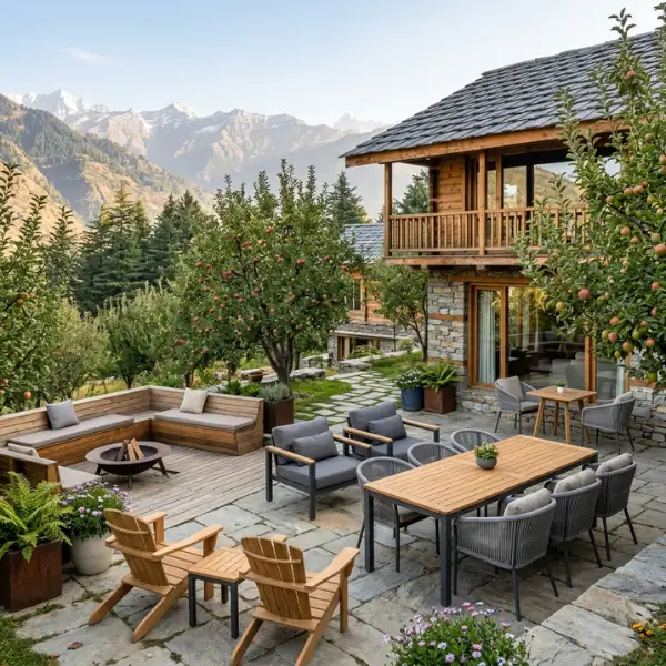 Rust-proof cottage and chalet furniture designed for Manali apple orchards and boutique properties.