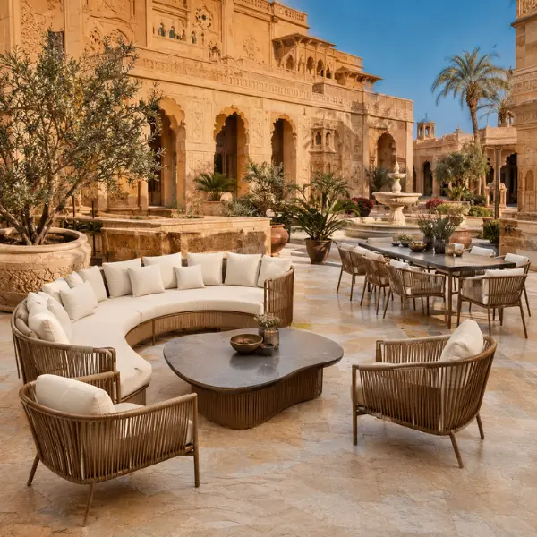 Premium outdoor seating and resort furniture supplied to heritage hotels.