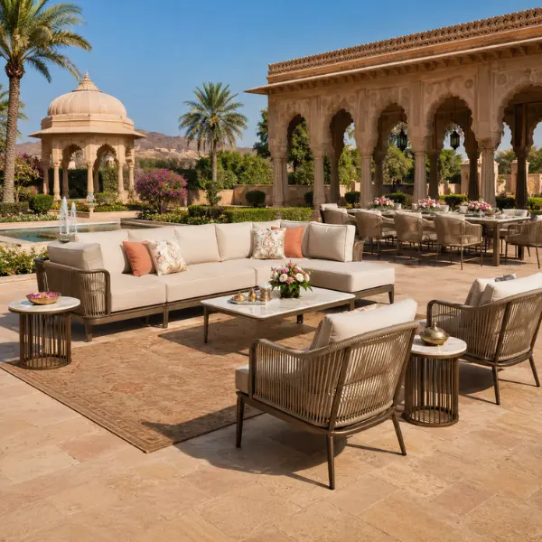Custom heritage hotel furniture manufactured by Craftnika for luxury properties in India.