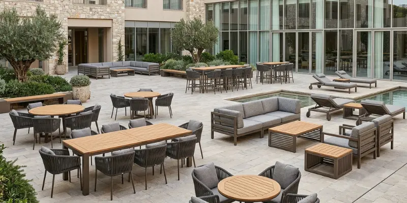Contract-grade hospitality furniture manufacturing facility in India handling bulk B2B procurement orders.