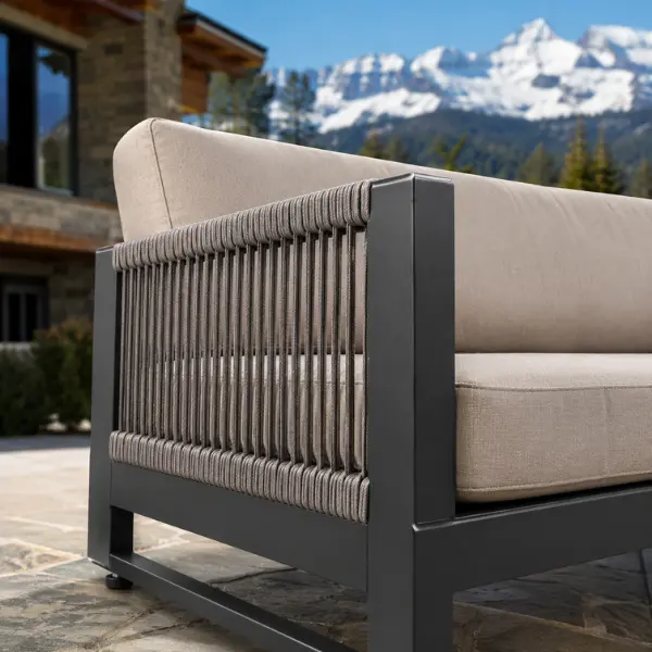 Bespoke hotel outdoor furniture in Himachal Pradesh featuring rust-proof frames and UV-stable weaving for commercial hospitality use.
