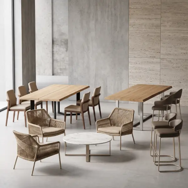 Heavy-duty metal and wood seating crafted by leading industrial furniture manufacturers in India