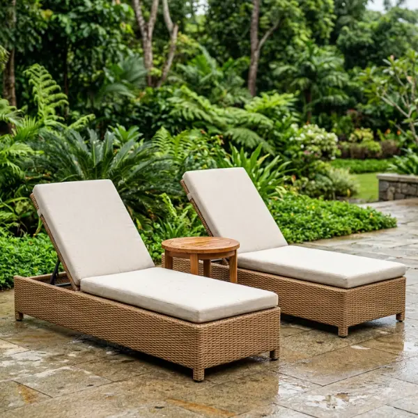 Monsoon-proof patio furniture manufactured for commercial hospitality spaces in Karnataka.