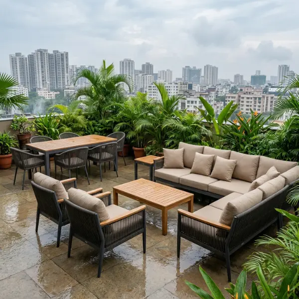 Monsoon-proof rooftop furniture designed for Kolkata's climate by Craftnika.