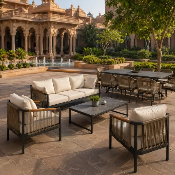 Craftnika manufactures custom marine-grade outdoor furniture for hotels in Ayodhya