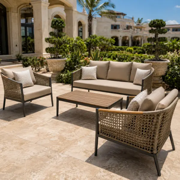Commercial-grade outdoor dining furniture for luxury hotel restaurants in Pune.