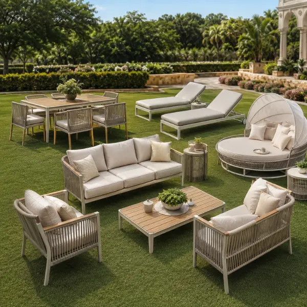 Heavy-duty stackable banquet chairs and bulk event seating designed for continuous commercial use at outdoor wedding functions.