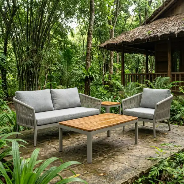 Premium weatherproof outdoor seating from our Kabini & Nagarhole Wildlife Lodge Furniture collection, perfect for Wayanad jungle resorts.