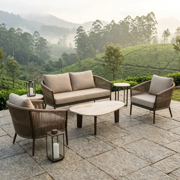 Durable weatherproof commercial patio seating built with powder-coated aluminium to prevent rust and mildew.