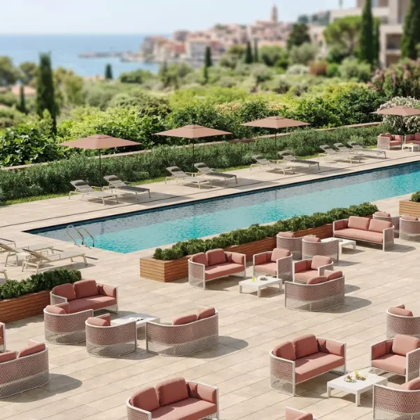 Top weatherproof outdoor furniture manufacturers in India producing rust-proof patio seating for commercial use.