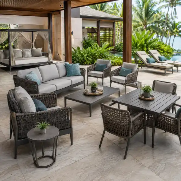 Custom luxury room furniture for resorts in Andaman manufactured by Craftnika.