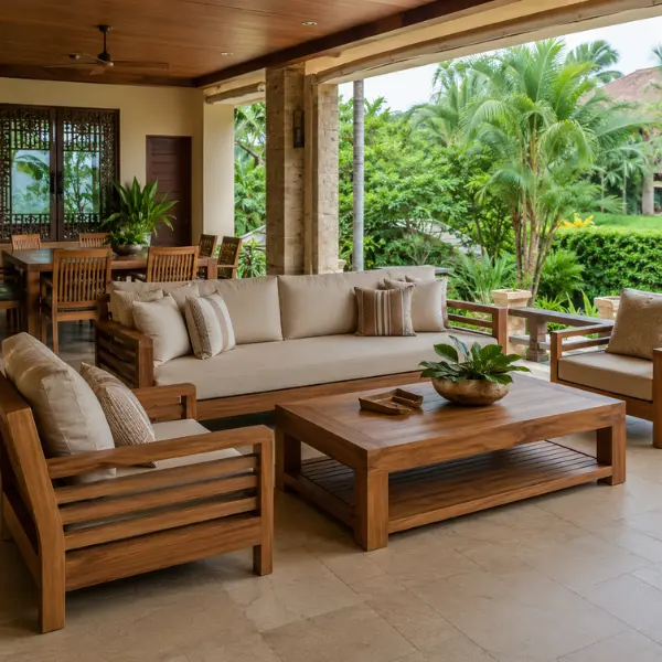 Stylish and durable custom furniture designed for boutique resorts and hotels in Mangalore.