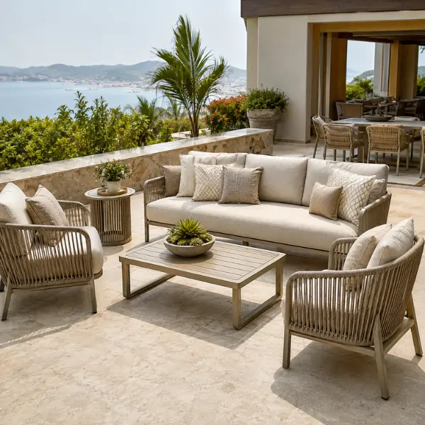 Weatherproof poolside loungers designed for coastal properties in Visakhapatnam